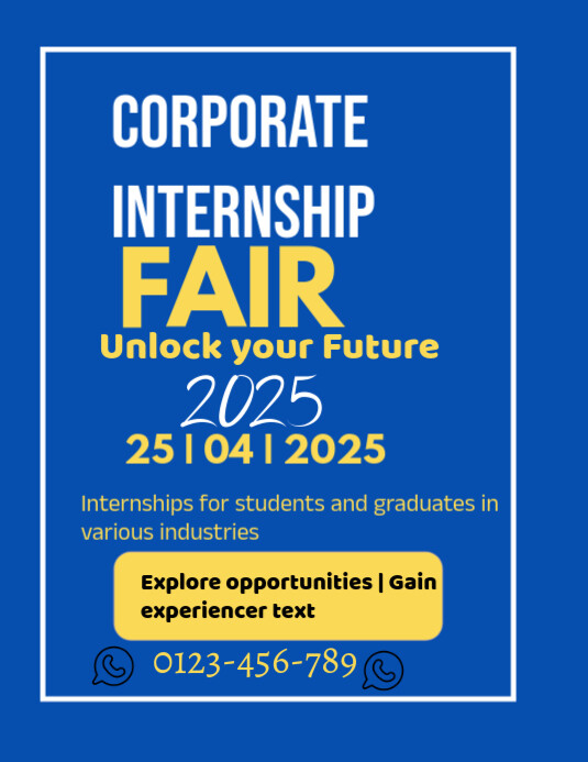 Blue Maximalist Carporate Internship Flyer (us Letter) template