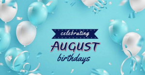 Blau August Birthdays Celebration Obraz udostępniany na Facebooku Template