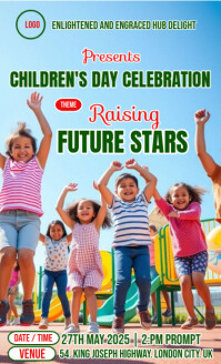 Blue Maximalist Children Day Poster US Legal template