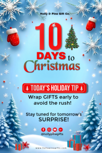 Blue Maximalist Christmas Countdown Poster template