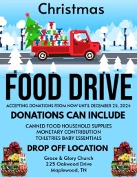 Blue Maximalist Christmas Food Drive Flyer (us Letter) Volante (Carta US) template