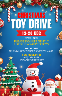 Blue Maximalist Christmas Toy Drive Tabloid template