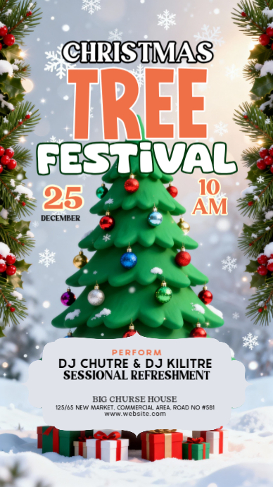 Blue Maximalist Christmas Tree Festival Instagram Story Template ...