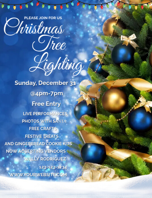 Copy of Blue Maximalist Christmas Tree Lighting Flyer (us Letter ...