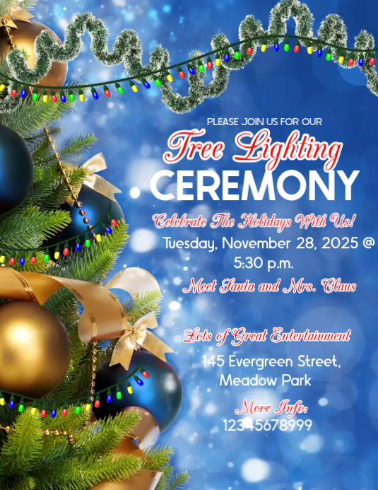 Tree Lighting Flyer.pdf Blue Maximalist Christmas Tree Lighting Flyer (us Letter) Template ...