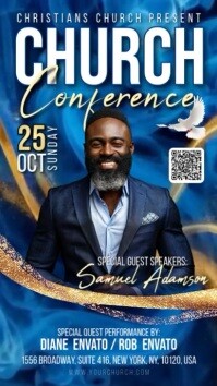 Blue Maximalist  Church Conference Digital Display (9:16) template