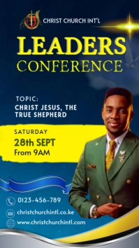 Blue Maximalist Church Conference Poster Digital Display (9:16) template
