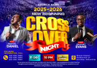 Blue Maximalist Church Cross Over A4 template