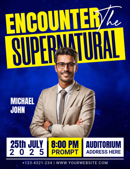 Blue Maximalist Church Encounter The Supernatural Flyer (us Letter) template