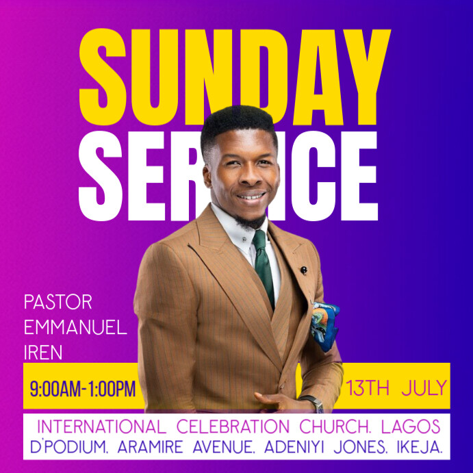 Blue Maximalist Church Flyer Instagram Post template