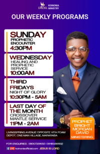 Blauw Weekly Church Programs Halv side bred Template