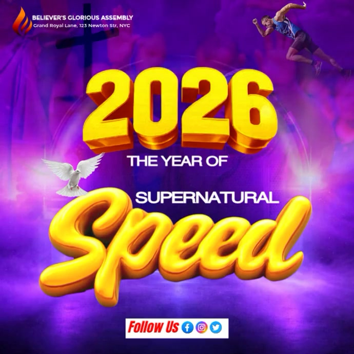 Plantilla de Blue Maximalist Church New Year 2026 Prophetic Decree ...