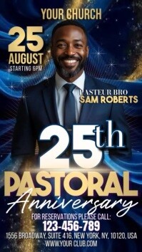 Black Pastoral Anniversary Celebration Digitalt display Template