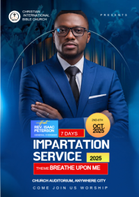 Blue Maximalist Church Program Flyer  A3 template