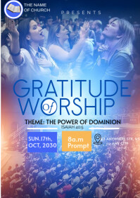 Blue Maximalist Church Service Flyer Template  A4