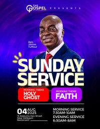 Blue Maximalist Church Sunday Service  Flyer (us Letter) template