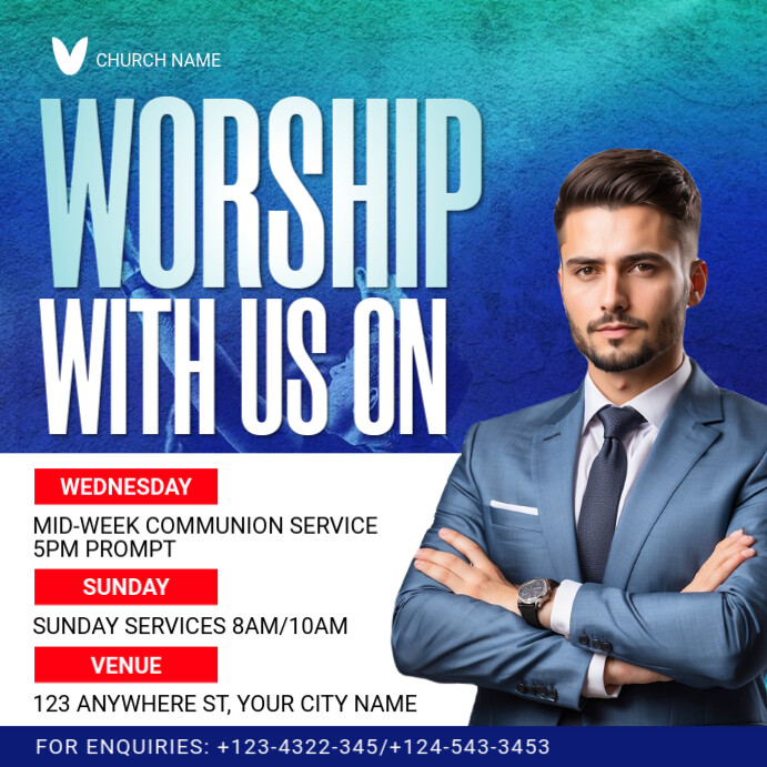 Copy of Blue Maximalist Church Worship With Us Instagram Post ...