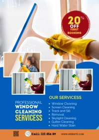 Blue Maximalist Cleaning Service Flyer A1 template