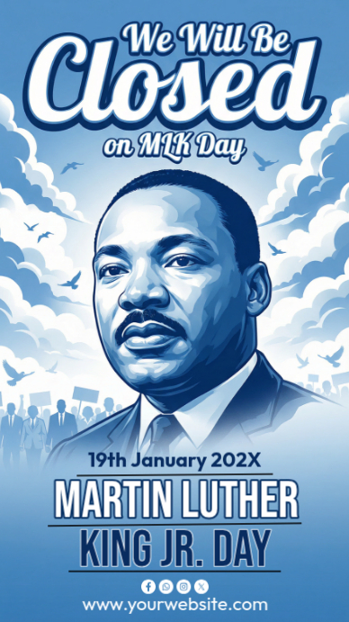 Blue Maximalist Closed For Mlk Day Instagram Story Template | PosterMyWall