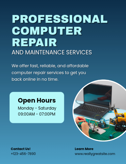 Maximalist Computer Copy of Blue Maximalist Computer Repair Flyer (us Letter) | PosterMyWall