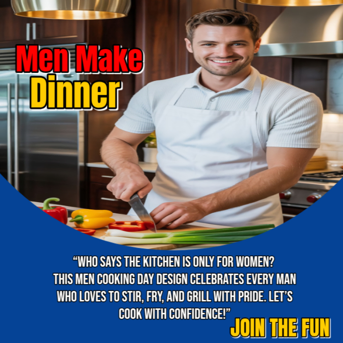 Blue Maximalist Cooking Event Flyer For Men Instagram Post Template ...