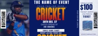 Blue Maximalist Cricket Ticket Design Facebook Cover Photo template