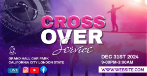 Blue Maximalist Cross Over Night Invitation Template Facebook Ad