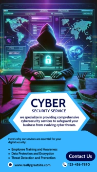 Blue Maximalist Cybersecurity Flyer Template Instagram Story