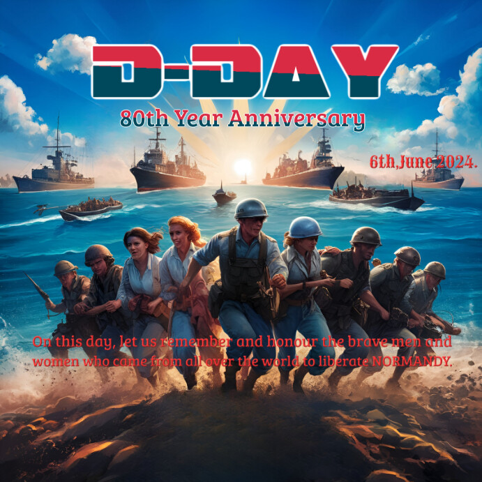 Blue Maximalist D-day Anniversary Template I | PosterMyWall
