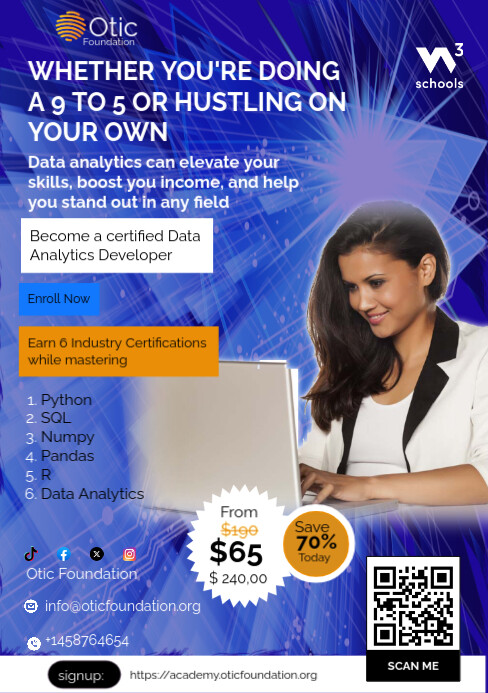 Blue Maximalist Data Analytics Training Ad A5 template