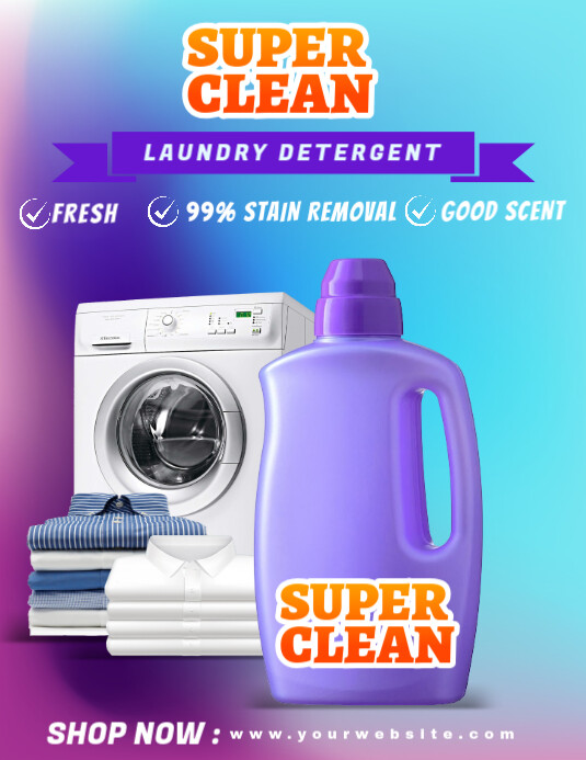 Blue Maximalist Detergent Design  Iflaya (inc Flyer (US Letter) template