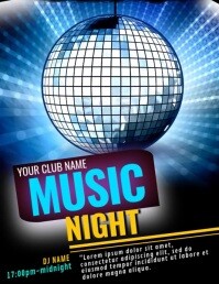 Sort Blue Maximalist Disco-80s-night-club-party- Flyer (us Letter) Flyer Template