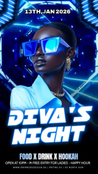 Blue Maximalist Divas Night Party Instagram Story template
