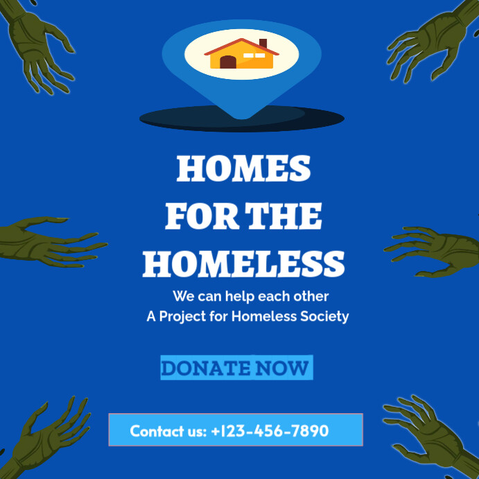 Blue Maximalist Donation For Homeless Instagram Post Template ...