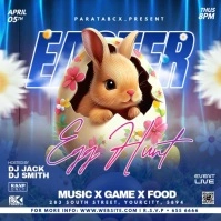 Blue Maximalist Easter Egg Hunt Party Flyer, Square (1:1) template