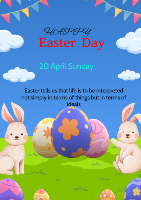 Blue Maximalist Easter Sunday  A4 template