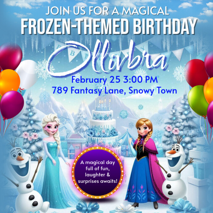 Copy of Blue Maximalist Editable Frozen Birthday Invitation Template ...