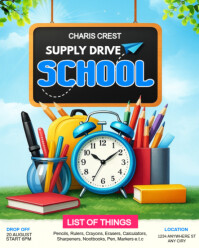 Blue Maximalist Editable School Supply Drive Flyer Template Instagram Portrait