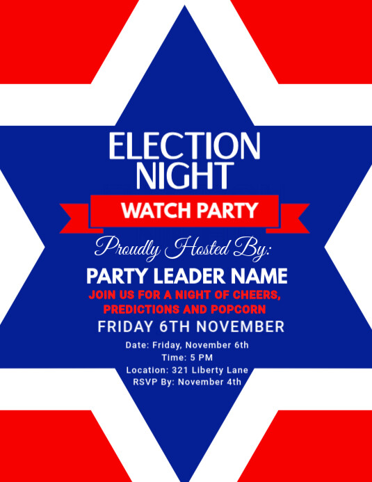 Blue Maximalist Election Watch Party Invitation Flyer (us Letter ...