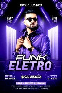 Blue Maximalist Electro Funk Party Poster template