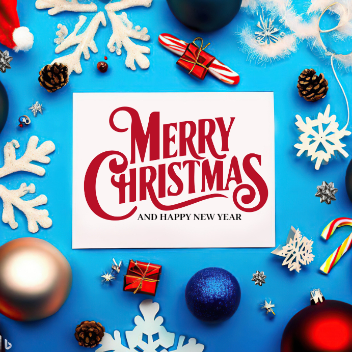 Plantilla de Blue Maximalist Elegant Merry Christmas & Happy New Year ...