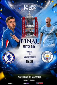 Blue Maximalist Emirates FA Cup Final Poster template