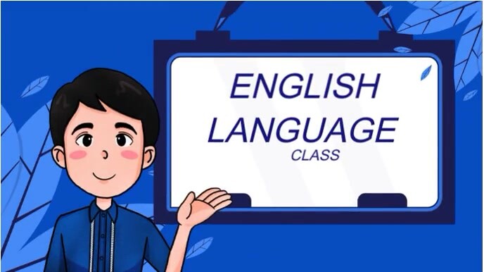 Blue Maximalist Engage & Learn: Interactive English Language Class Flyer Digital Display (16:9) template