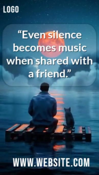 Blue Maximalist Even Silence Becomes Music | Emotional Inspirational Video Template Digital Display Ekran reklamowy (9:16)