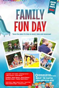 Blue Maximalist Family Fun Day Poster Plakat template