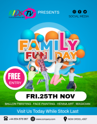 Blue Maximalist Family Fun Day Poster/wallboard template
