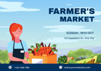 Blue Maximalist Farmer's Market Ad Flyer Template Design A4