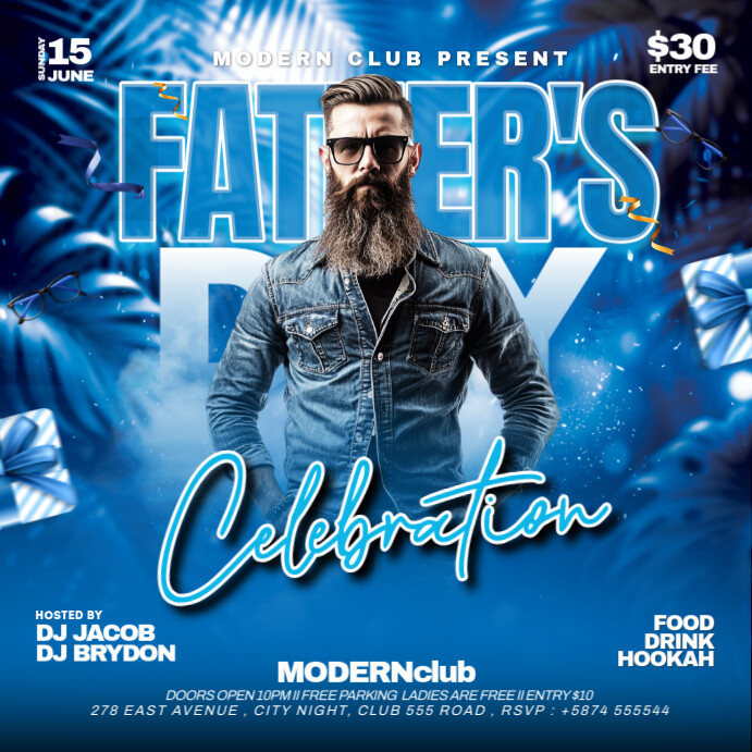 Blue Maximalist Father's Day Party Invitation Instagram Post template