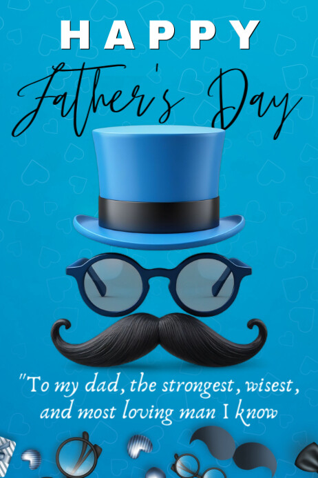 Blue Maximalist Father's Day Poster template
