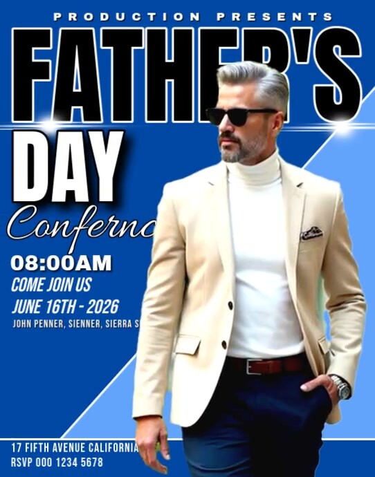 Blue Maximalist Father's Day Conference Poster/wallboard Plakat/tablica ścienna template